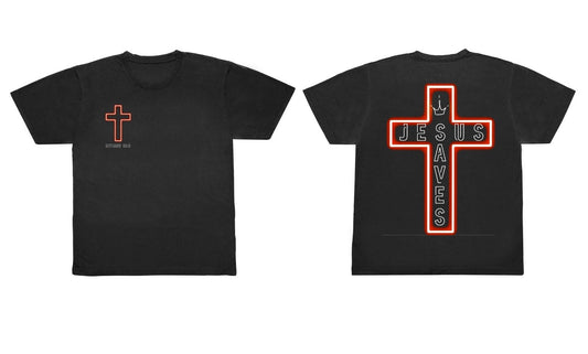 "Jesus Saves" Neon Cross Tee