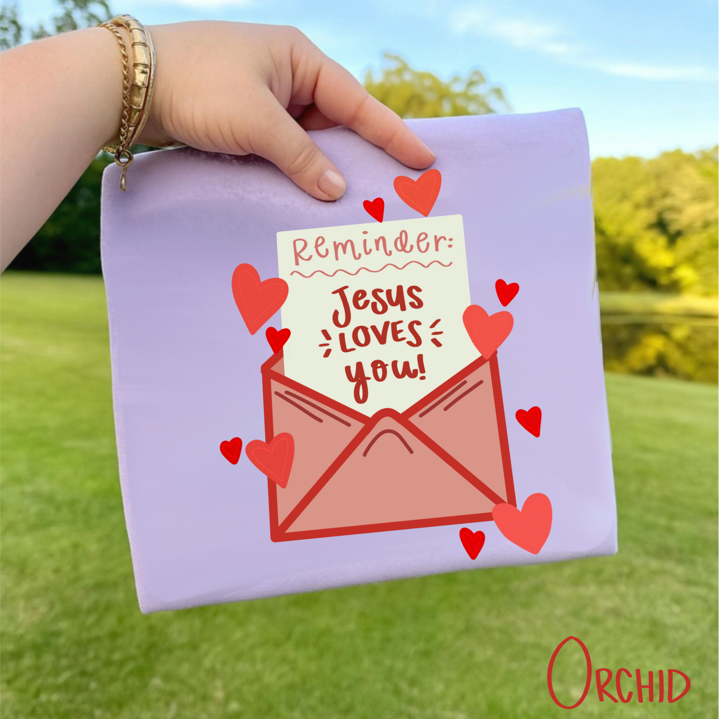 Reminder: Jesus Loves You Orchid Tee